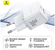 Сетевое зарядное устройство Baseus Palm Fast Charger C+U 30W EU Moon