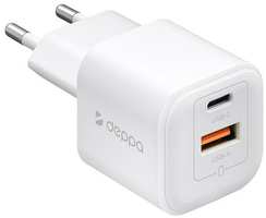 Сетевое зарядное устройство Deppa USB-C + USB-A GaN (11455)