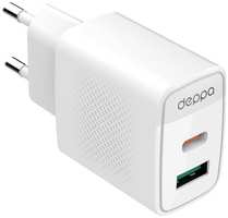 Сетевое зарядное устройство Deppa USB-C + USB-A, PD 3.0, QC 4.0, 20W, (11467)