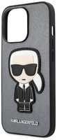 Чехол Karl Lagerfeld на iPhone 13 Pro PU Saffiano Ikonik Patch Silver