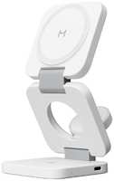 Беспроводное зарядное устройство Magssory Flex 3 в 1 для Apple совместимое с MagSafe белое
