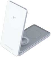 Беспроводное зарядное устройство Magssory Flip 3 в 1 для Apple с магнитами совместимое с MagSafe (WCH014) белое