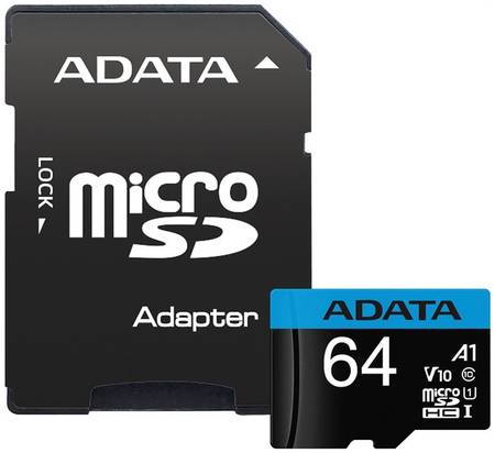 Карта памяти ADATA MicroSD 64GB Class 10 (AUSDX64GUICL10-RA1)