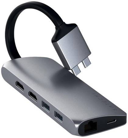 USB разветвитель Satechi Dual Multimedia Adapter для Macbook, космос
