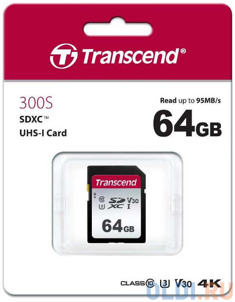 Карта памяти SDXC 64GB Transcend UHS-I U3 SD card (TS64GSDC300S) 434023904