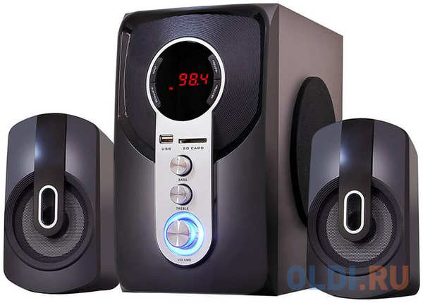 Акустическая система 2.1 Ginzzu GM-405 с Bluetooth (40Вт, плеер SD-card/USB-flash, FM-радио, эквалайзер, пульт ДУ) 434048851