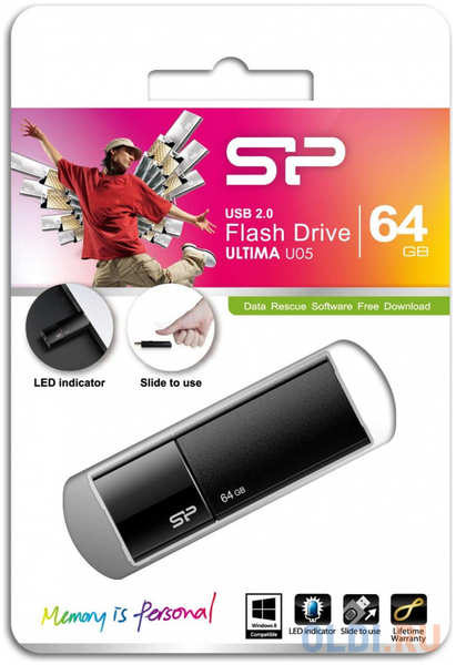 Внешний накопитель 64GB USB Drive <USB 2.0 Silicon Power Ultima U05 SP064GBUF2U05V1K