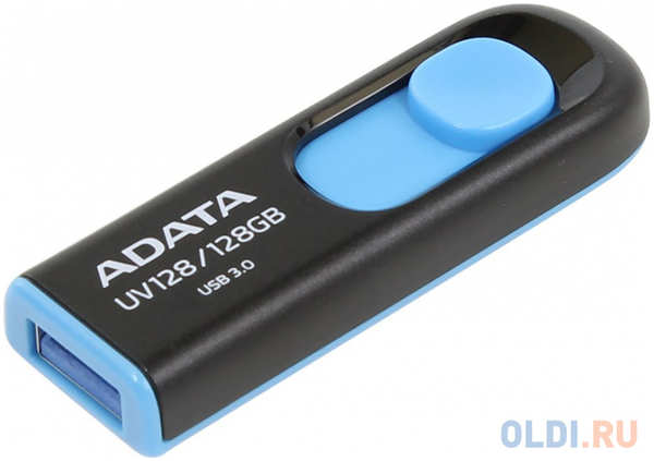 A-Data Внешний накопитель 128GB USB Drive ADATA USB 3.1 UV128 черно-синяя выдвижная AUV128-128G-RBE