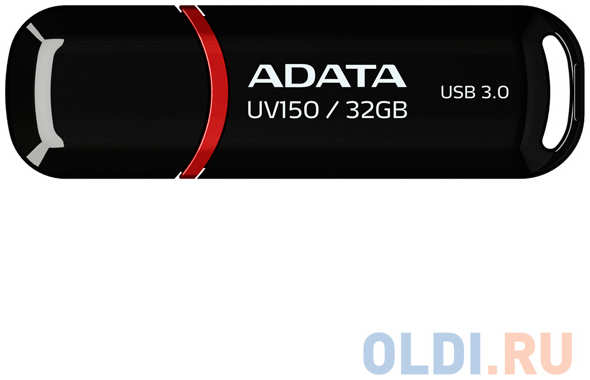 A-Data Внешний накопитель 32GB USB Drive ADATA USB 3.1 UV150 черная 90/20 МБ/с AUV150-32G-RBK