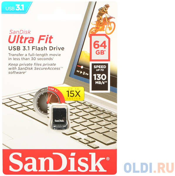 Внешний накопитель 64GB USB Drive <USB 3.1 Sandisk ULTRA FIT черный (SDCZ430-064G-G46) 434116648