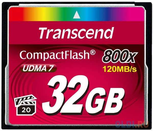 Карта памяти Compact Flash 32GB Transcend Premium, 800x (TS32GCF800)