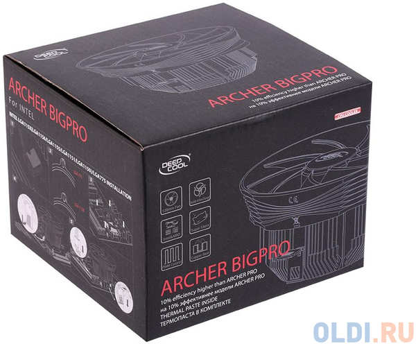 Кулер DeepCool GAMMA ARCHER BIGPRO (LGA1156/55/51/50/775/FM2/FM1/AM4/AM3+/AM3/AM2+/AM2/940/939/754 TDP 125W, PWM, 120mm Al+Cu) 434141239