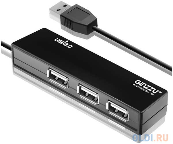Концентратор GINZZU GR-334UB 4-х портовый USB 3.0/2.0 концентратор - 1 порт USB 3.0 + 3 порта USB 2.0, интерфейсный кабель USB3.0 - 30 см