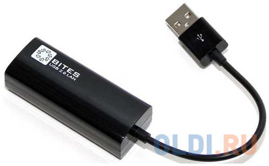 Кабель-адаптер 5bites UA2-45-02BK USB2.0 - RJ45 10/100 Мбит/с, 10см
