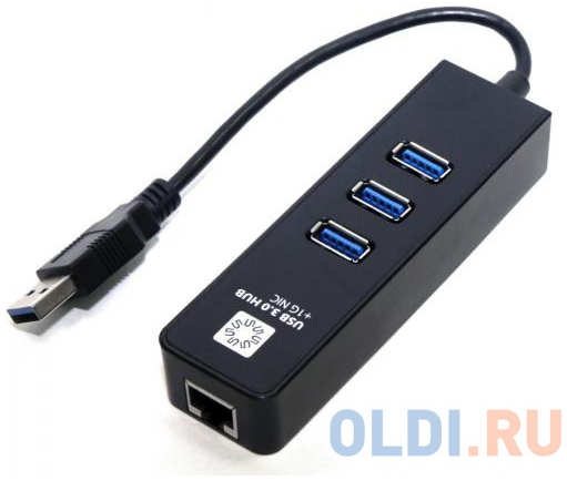 Сетевой адаптер 5bites UA3-45-04BK USB3.0 - 3*USB3.0 / RJ45 10/100/1000 Мбит/с, черный 434169015