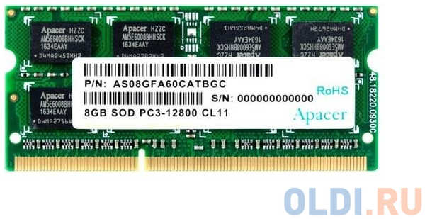 Оперативная память для ноутбука Apacer AS08GFA60CATBGC SO-DIMM 8Gb DDR3 1600 MHz AS08GFA60CATBGC 434170331