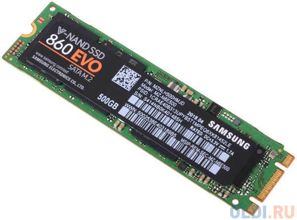 Твердотельный накопитель SSD M.2 500 Gb Samsung 860 EVO MZ-N6E500BW Read 550Mb/s Write 520Mb/s MLC