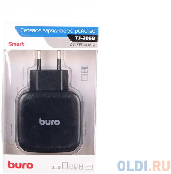 Сетевое зарядное устройство BURO TJ-286B 5А USB черный 434183268