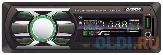 Автомагнитола Digma DCR-300G USB MP3 FM 1DIN 4x45Вт черный 434186101