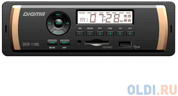 Автомагнитола Digma DCR-110G USB MP3 FM 1DIN 4x45Вт черный 434186102