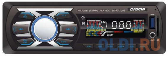 Автомагнитола Digma DCR-300B USB MP3 FM 1DIN 4x45Вт черный 434186110