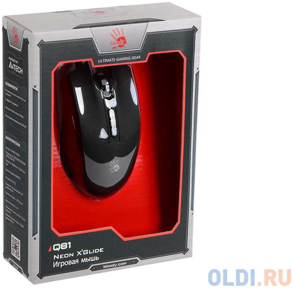 Мышь A4Tech Bloody Q81 черный оптическая (3200dpi) USB игровая (8but) 434188339