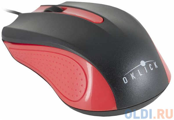 Мышь Oklick 225M черный/красный оптическая (1200dpi) USB (2but) 434203309