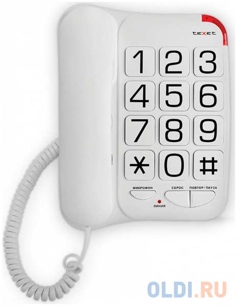 Телефон проводной Texet TX-201 белый 434212118