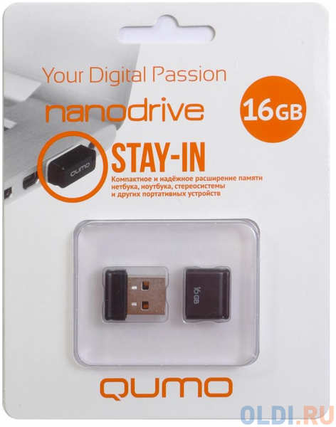 Флешка USB 16Gb QUMO NanoDrive USB2.0 черный QM16GUD-NANO-B 434225422