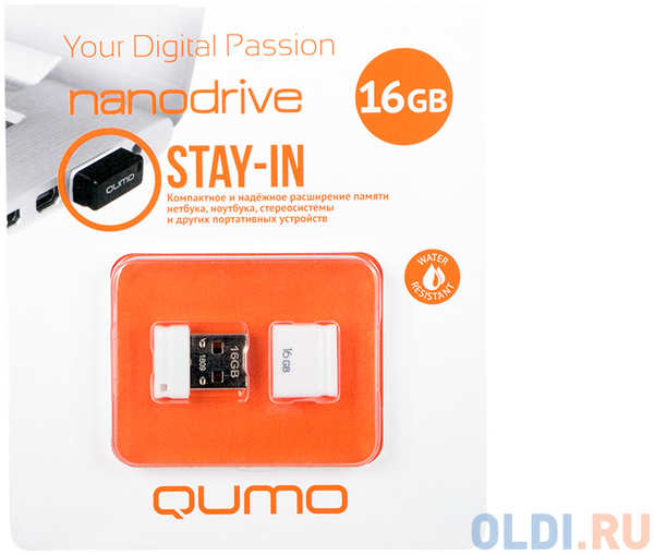 Флешка USB 16Gb QUMO NanoDrive USB2.0 белый QM16GUD-NANO-W 434225470