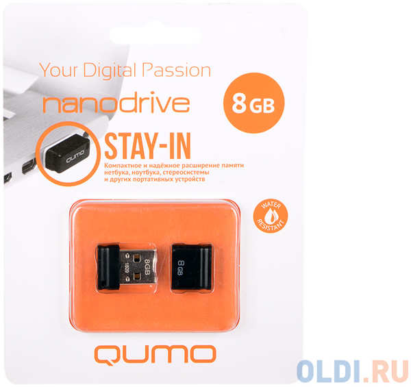 Флешка USB 8Gb QUMO NanoDrive USB2.0 QM8GUD-NANO-B