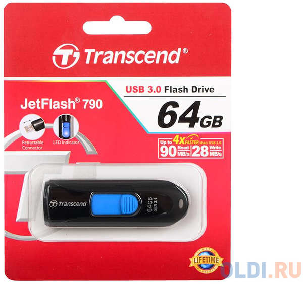 Внешний накопитель USB 64Gb Transcend Jetflash 790 USB3.0 TS64GJF790K