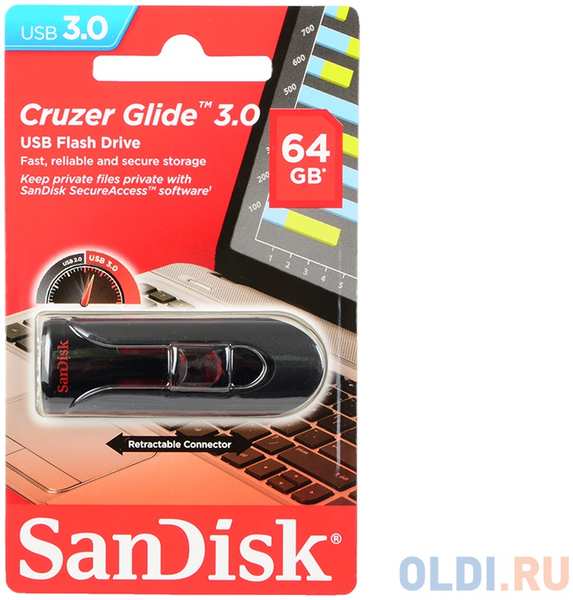 Внешний накопитель 64GB USB Drive <USB 3.0 SanDisk Cruzer Glide 3.0 (SDCZ600-064G-G35) 434227224