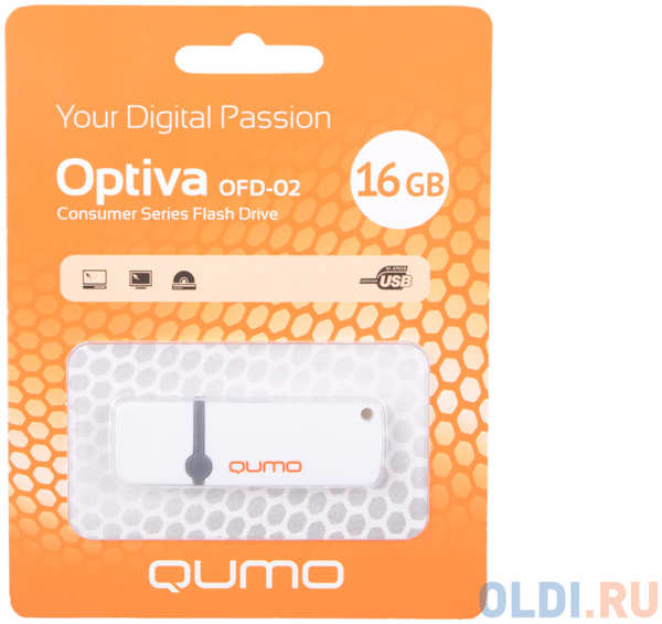 Флешка USB 16Gb QUMO Optiva 02 USB2.0 белый QM16GUD-OP2-White 434237766