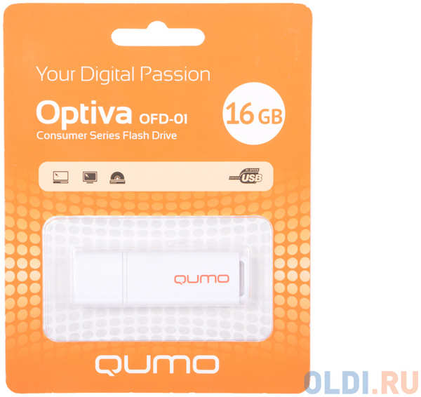 Флешка USB 16Gb QUMO Optiva 01 USB2.0 белый QM16GUD-OP1-white 434237767
