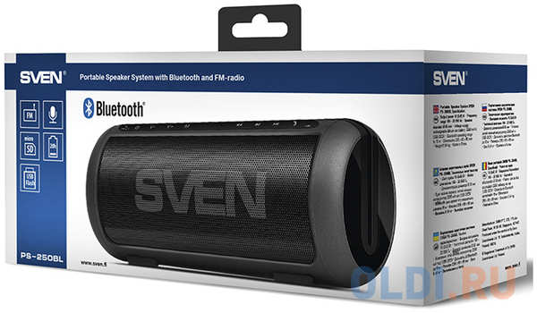 Колонки Sven PS-250BL 2 x 5 Вт RMS Bluetooth, FM, USB, microSD, ручка, встроенный аккумулятор 434250866