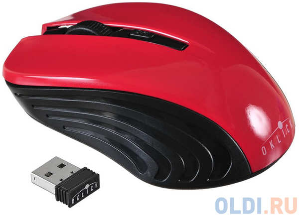 Мышь Oklick 545MW черный/красный оптическая (1600dpi) беспроводная USB (4but) 434272002
