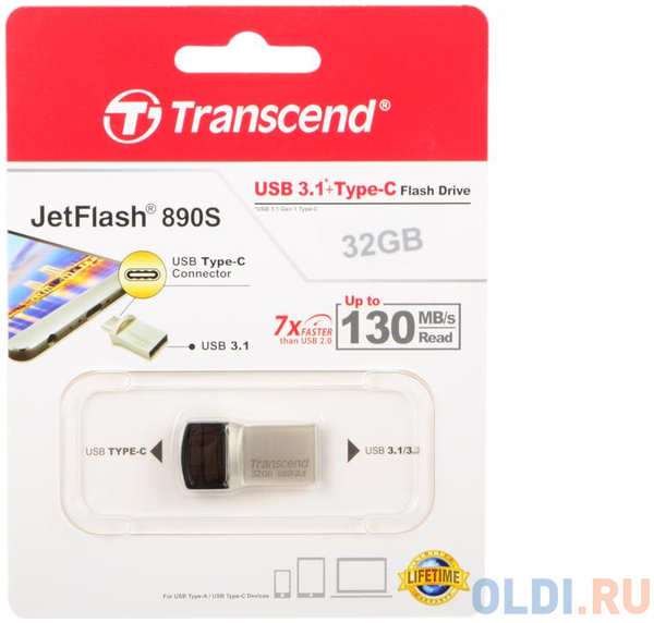 Флешка USB 32Gb Transcend JetFlash 890 TS32GJF890S серебристый 434273191