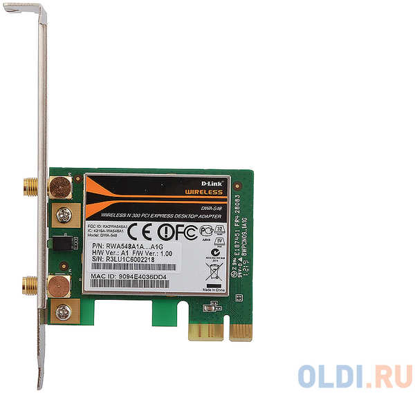 Беспроводной PCI-E адаптер D-Link DWA-548 802.11n 300Mbps 2.4 17dBm 434312275