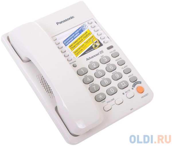 Телефон Panasonic KX-TS2363RUW ЖК-Дисплей, Flash, Recall, Pause, Память 20, Спикерфон, Wall mt. 434481584
