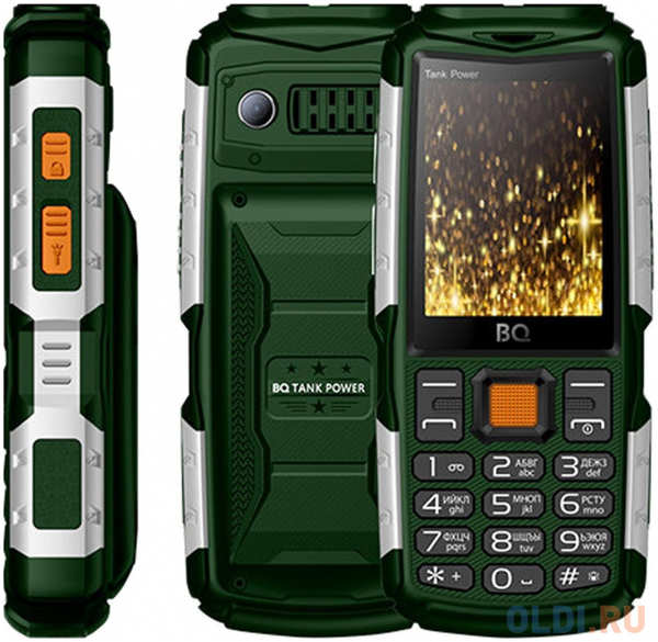 Мобильный телефон BQ 2430 Tank Power зеленый серебристый 2.4″ 32 Мб 434539564