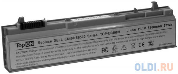Аккумулятор для ноутбука Dell Latitude E6400, E6410, E6500, E6510, Precision M2400, M4400, M4500, M6400, M6500 Series 4400мАч 11.1V TopON TOP-E6400 434570013