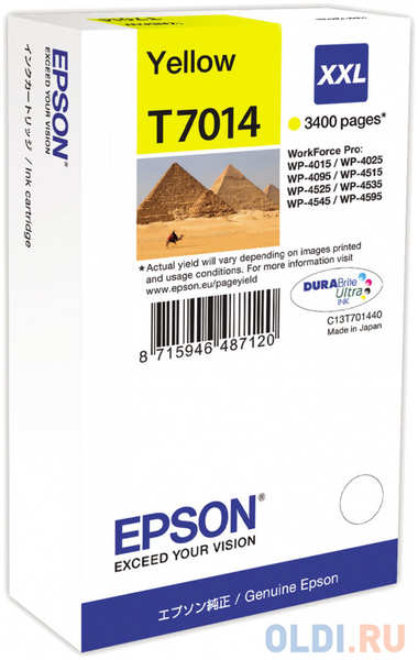 Картридж Epson C13T70144010 для Epson WP4000/4500 Series Ink желтый 434577457