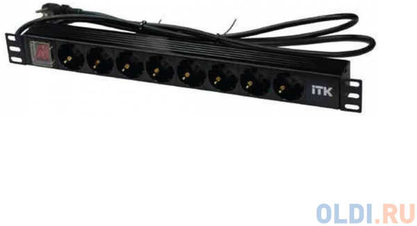 Блок розеток ITK PH12-8D1-P 8 розеток DIN49440 с LED выключателем шнур 2м черный 434581595