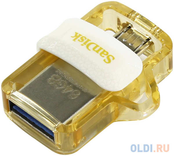 Флешка USB 64Gb SanDisk Ultra Dual SDDD3-064G-G46GW белый золотистый 434595792