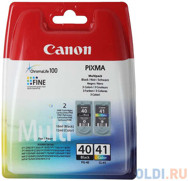 Набор картриджей Canon PG-40/CL-41 для PIXMA MP450/MP170/MP150/iP2200/iP1600/iP6220D/iP6210D/iP22 черный и цветной 330/310 страниц 434624701