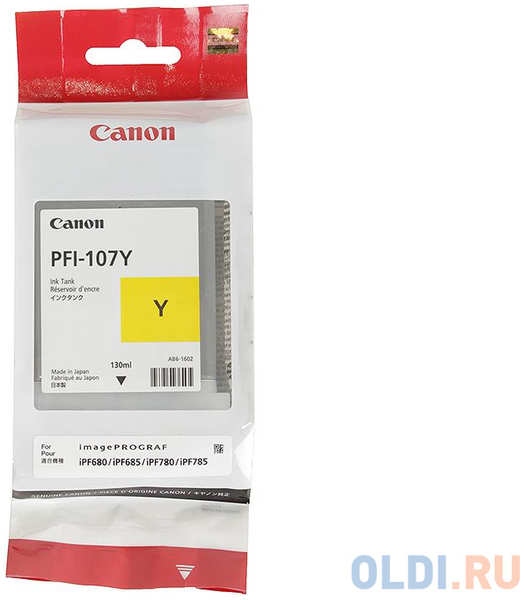 Картридж Canon PFI-107 Y для iPF680/685/780/785 130мл желтый 6708B001 434632429