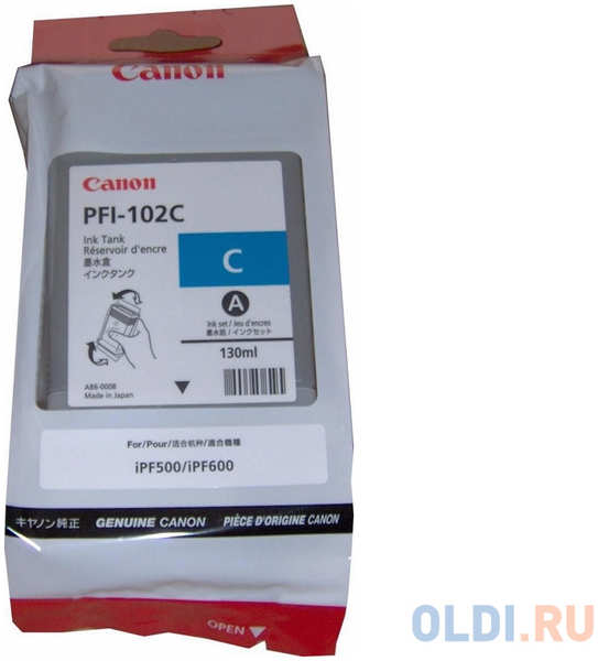 Картридж Canon PFI-102C для Canon iPF510 605 610 650 655 750 760 765 130мл 0896B001
