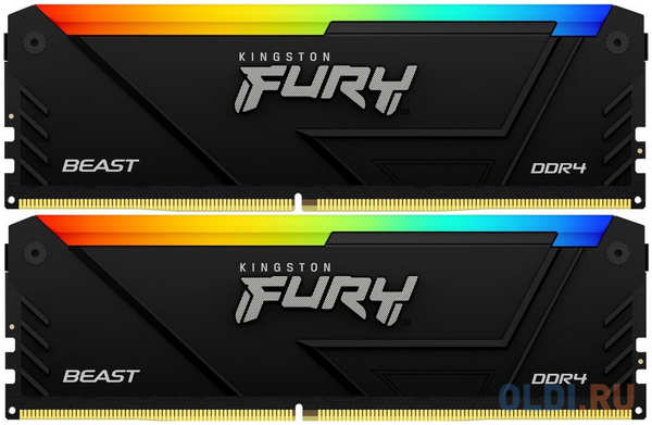 Оперативная память для компьютера Kingston Fury Beast RGB DIMM 16Gb DDR4 3600 MHz KF436C17BB2AK2/16