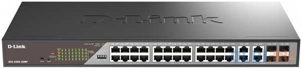 D-Link Сетевой коммутатор/ Smart L2 Surveillance Switch 24х1000Base-T PoE, 4xCombo 1000Base-T/SFP, PoE Budget 370W, Long-range PoE up to 250m 4346401007